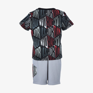 NIKE KRATKE HLAČE IN MAJICA JDB JORDAN RAG BLOCK AOP SHORT 