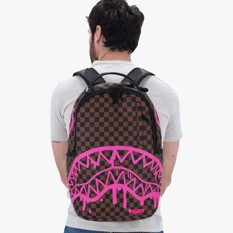 Sprayground Pink Drip Brown Check in Red