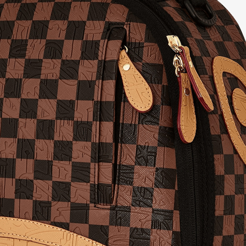 SPRAYGROUND Nahrbtnik EMBOSSED CHECK BROWN BACKPACK 