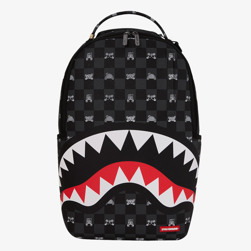 SPRAYGROUND Nahrbtnik GRAY PEEKING CHARACTER CHECK BACKPACK 