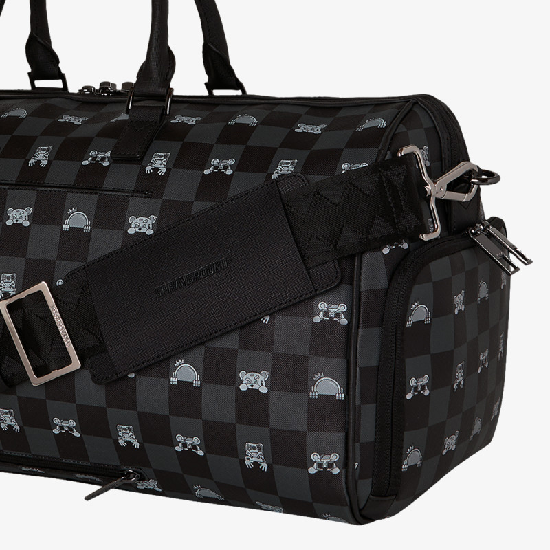SPRAYGROUND Nahrbtnik GRAY PEEKING CHARACTER CHECK DUFFLE 