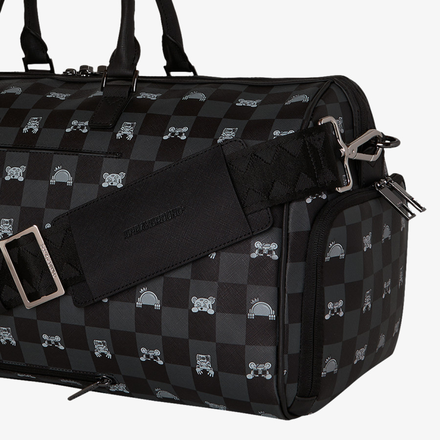 SPRAYGROUND Nahrbtnik GRAY PEEKING CHARACTER CHECK DUFFLE 