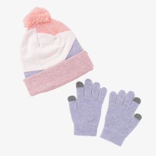 NIKE SET HEATHER BLOCK POM BEANIE SET 
