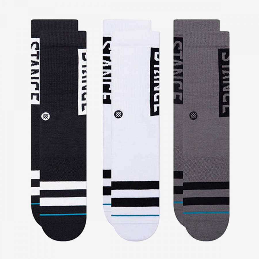 STANCE Nogavice A556C20OG3-BLW STANCE OG 3 PACK BLACKWHI 