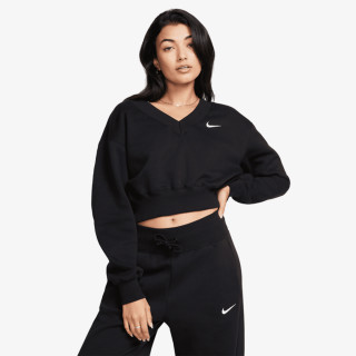 NIKE MAJICA Z DOLGIMI ROKAVI W NSW PHNX FLC CROP VNECK 