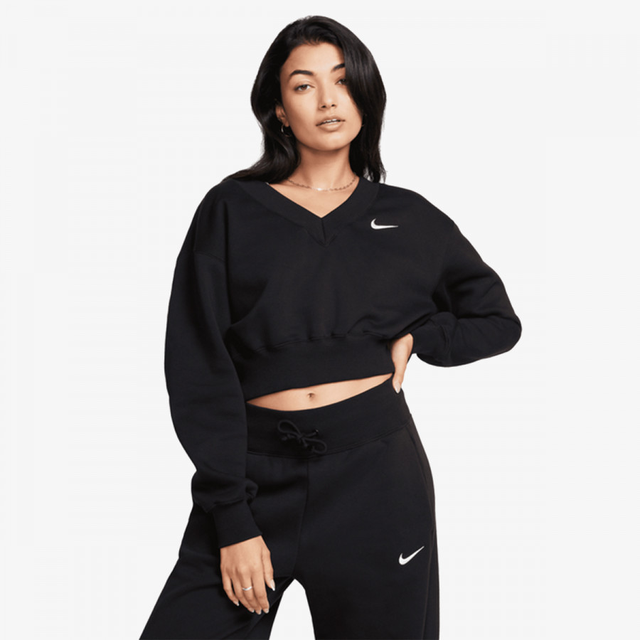 NIKE MAJICA Z DOLGIMI ROKAVI W NSW PHNX FLC CROP VNECK 