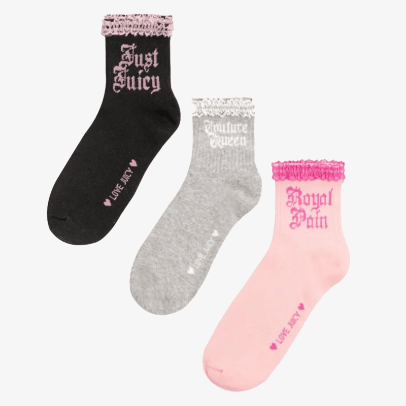 JUICY COUTURE NOGAVICE 3 PK LACE SOCKS 