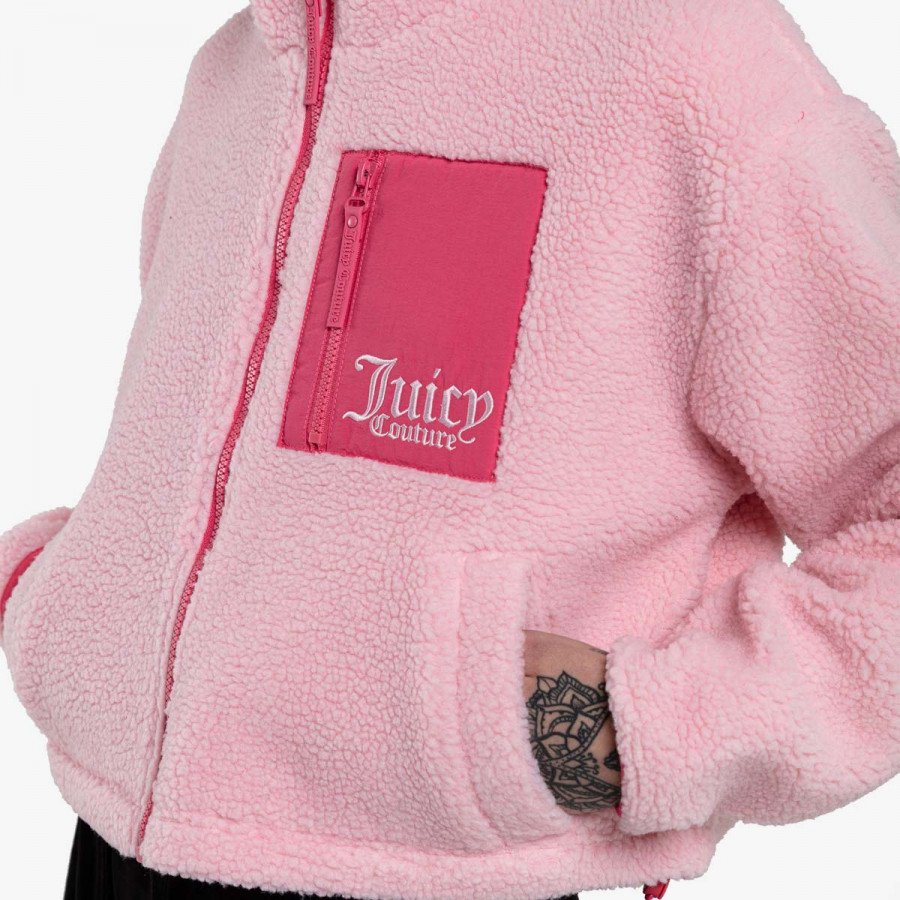 JUICY COUTURE KAPUCAR NELLY SHERPA ZIP FLEECE 