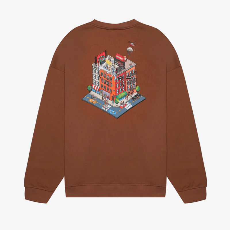 SPRAYGROUND KAPUCAR BLOCK PARTY CREWNECK BROWN