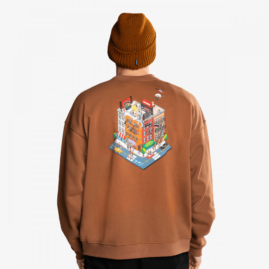SPRAYGROUND KAPUCAR BLOCK PARTY CREWNECK BROWN
