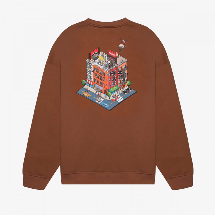 SPRAYGROUND KAPUCAR BLOCK PARTY CREWNECK BROWN